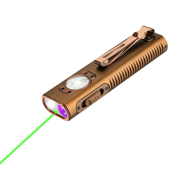 TrustFire Mini X3 Rechargeable EDC Flashlight with White Light, Flood Light, UV and Green Beam, 1050 Lumens Portable Flat Flashlights(Gold)
