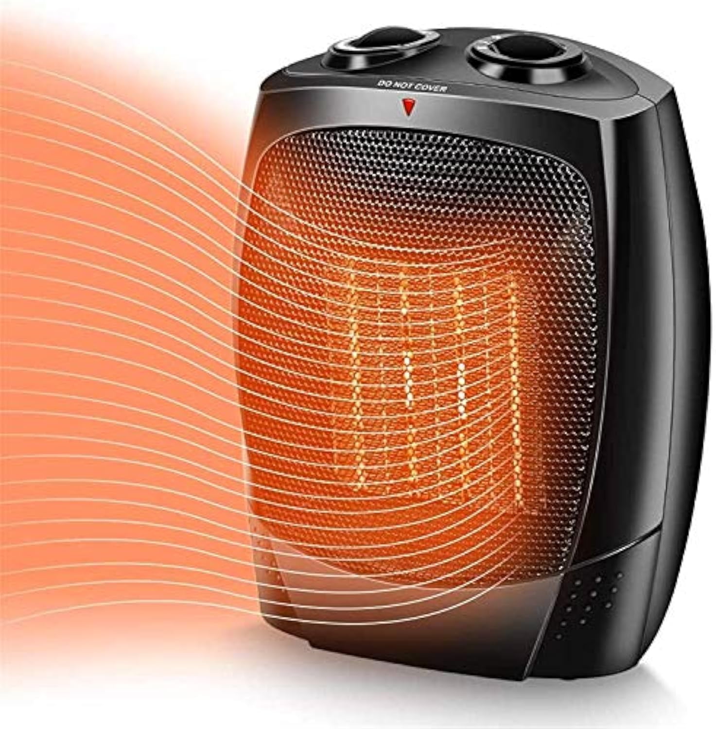Black Ceramic Electric Space Heater with Thermostat and Automatic Shut-off