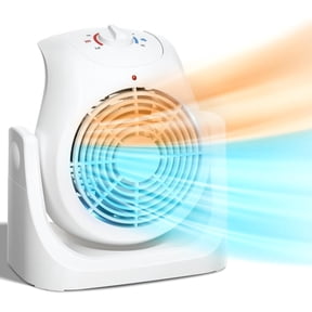 2-in-1 Portable Heater Fan for Bedroom & Office, Compact Desk Cooling Fan with 2 Fan Speeds, 1500W/750W Ceramic Space Heater, Adjustable Tilt Mini Fan Heater for All Seasons