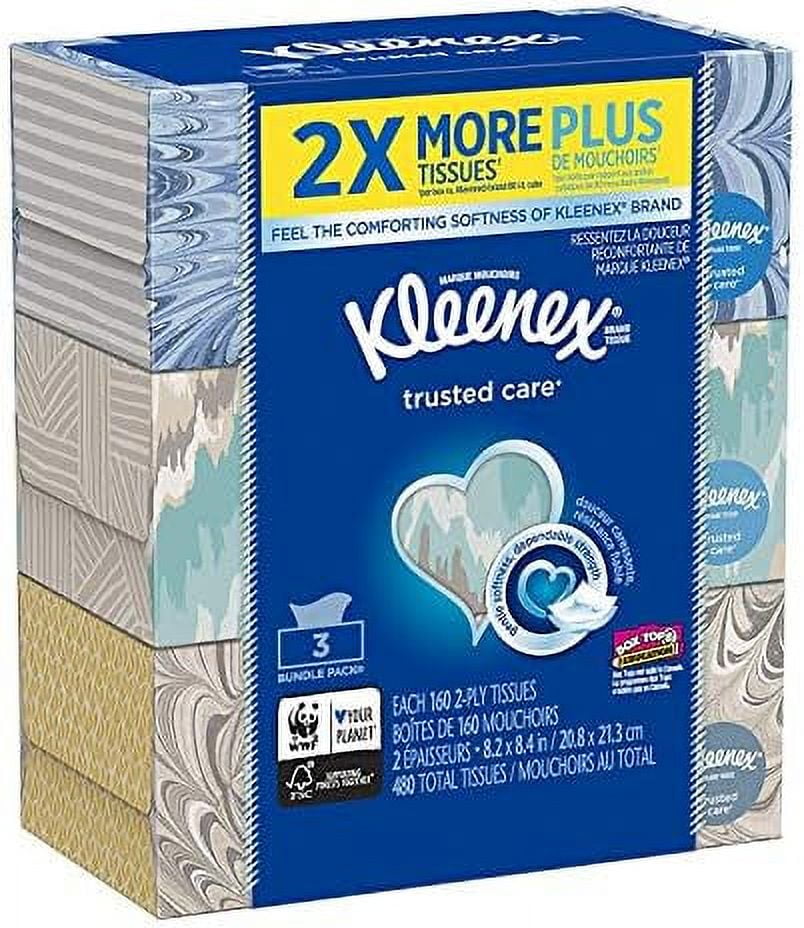 Trusted Care White Facial Tissue, 160 2Ply Tissues, (Pack Of 3