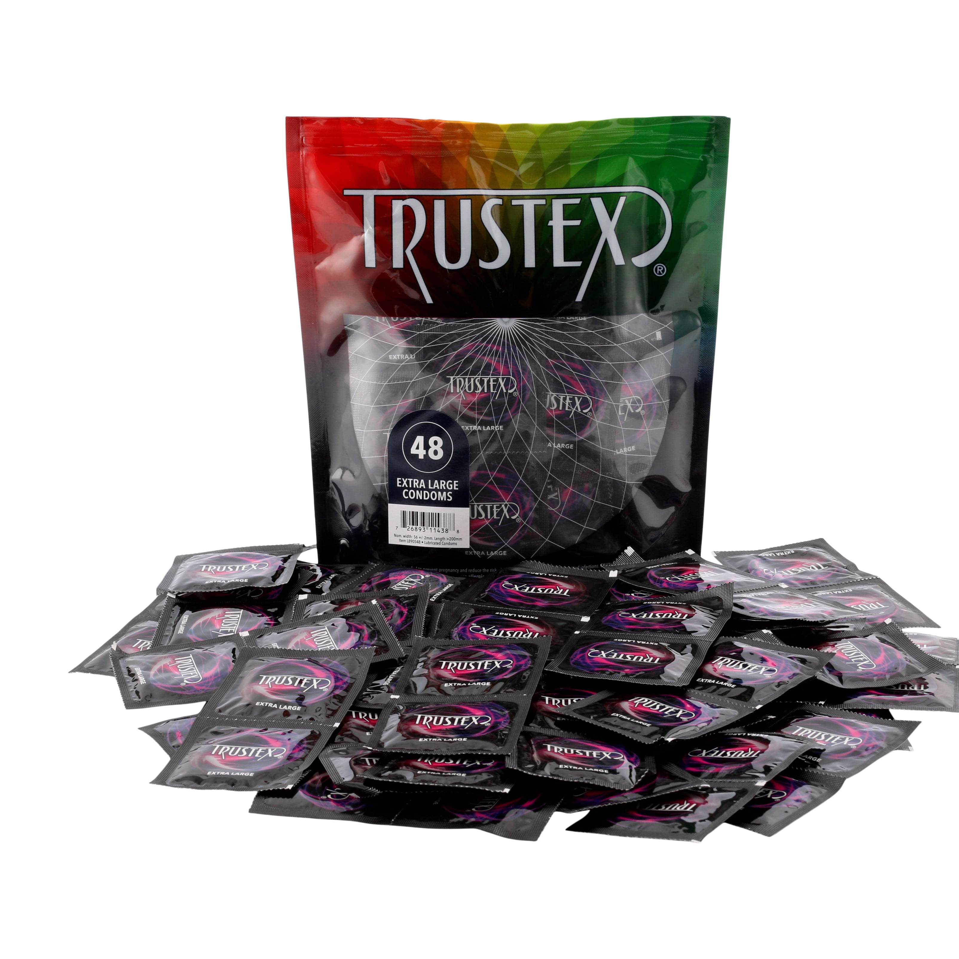 Trustex Extra Large, Straight Walled and Wide, Natural Latex Lubricated  Condoms, Bag of 48 - Walmart.com