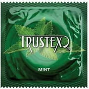 Trustex Mint Flavored Condoms + Brass Lunamax Pocket Case, Lubricated Latex-12 Count