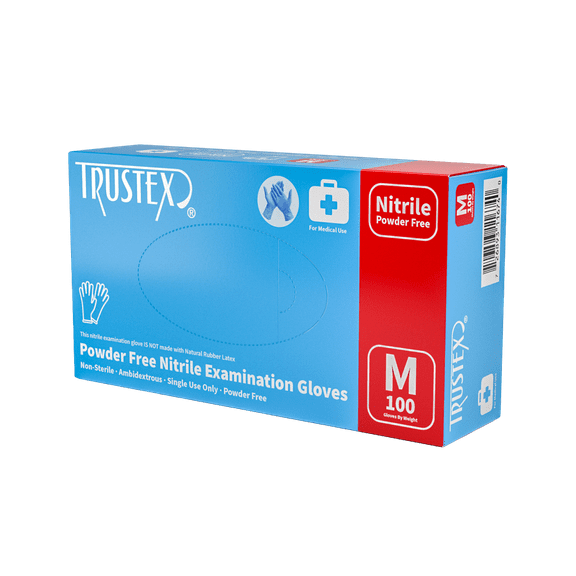 Trustex Nitrile Medical Exam Gloves | Size Medium | 100 Count Disposable Gloves | Latex and Powder Free