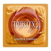 Trustex Ribbed & Studded + Silver Lunamax Pocket Case, Lubricated Latex Condoms-24 Count