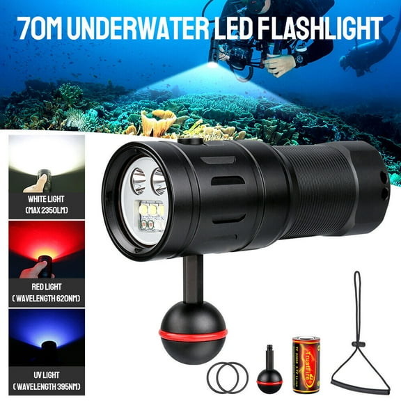 Trustfire DF35 Scuba Diving Flashlight LED IPX8 70m Underwater Diver Light White/Blue/Red