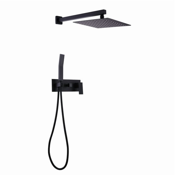 Trustmade 12 Inches Matte Black Shower System Bathroom Luxury Rain Mixer Shower Combo Set Wall Mounted Rainfall Shower Head System, Rough-in Valve Body and Trim Included - 2W01