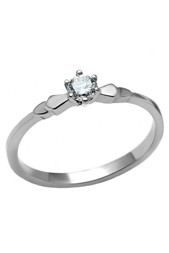 Trustmark 0.20ct Brilliant-cut Ice on Fire CZ Petite Stainless Steel Engagement Ring, Posie sz 9.0