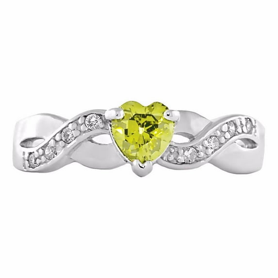 Trustmark 0.6ct Heart-cut Citrine Ice CZ Crossover Promise Ring sz 11