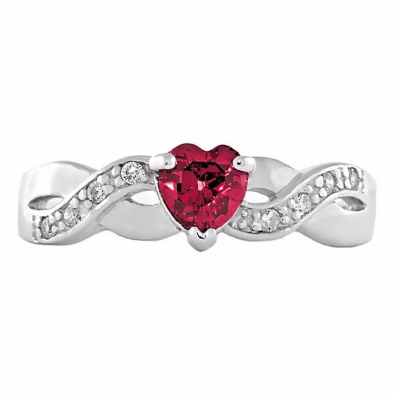 Trustmark 0.6ct Heart-cut Ruby Ice CZ Crossover Promise Ring sz 10