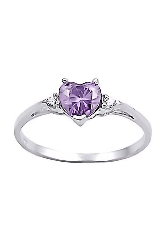0.81ct Heart-cut Alexandrite Ice CZ Promise Ring Silver sz 5