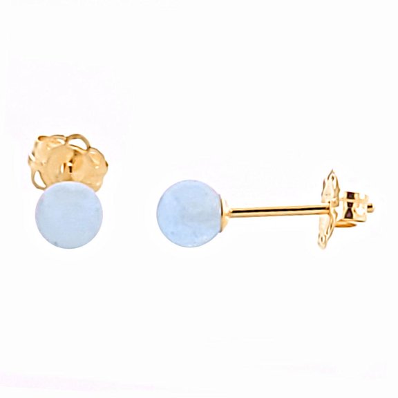 Trustmark 04mm Aquamarine Ball Stud Earrings 14-20 Gold Filled