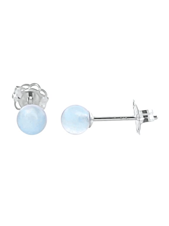 04mm Aquamarine Ball Stud Earrings 925 Sterling Silver