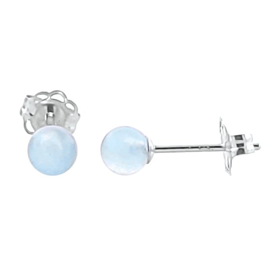 Trustmark 04mm Aquamarine Ball Stud Earrings 925 Sterling Silver