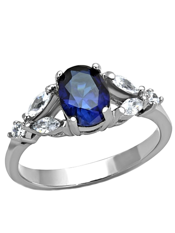 Trustmark 1.96ct Simulated Sapphire Split Band Stainless Steel Engagement Ring, Twilight sz 9.0