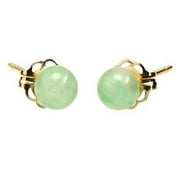 TRUSTMARK JEWELERS Trustmark 14/20 Gold Filled 8mm Natural Green Jade Aventurine Ball Stud Earrings