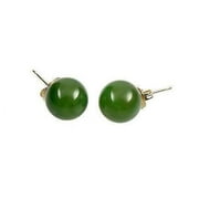 TRUSTMARK JEWELERS Trustmark 14/20 Gold Filled 6mm Natural Nephrite Green Jade Ball Stud Earrings