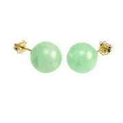 TRUSTMARK JEWELERS Trustmark 14K Yellow Gold 6mm Natural Green Jade Aventurine Ball Stud Earrings