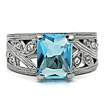 Trustmark 3.12cts Simulated Aquamarine and Ice on Fire CZ Cocktail Engagement Ring, Aquiair sz 5.0