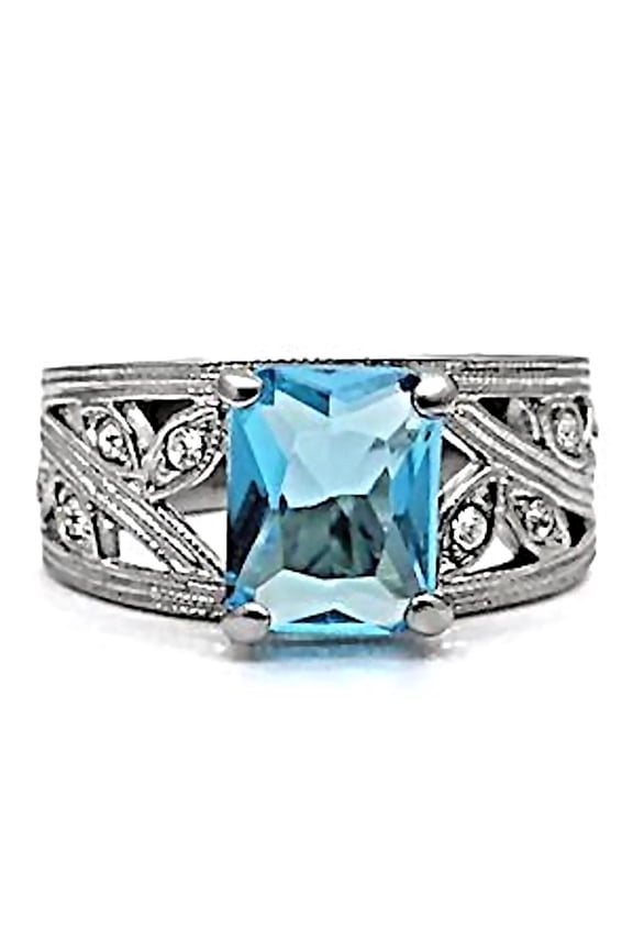 Trustmark 3.12cts Simulated Aquamarine and Ice on Fire CZ Cocktail Engagement Ring, Aquiair sz 6.0