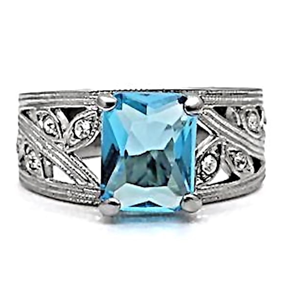 Trustmark 3.12cts Simulated Aquamarine and Ice on Fire CZ Cocktail Engagement Ring, Aquiair sz 9.0