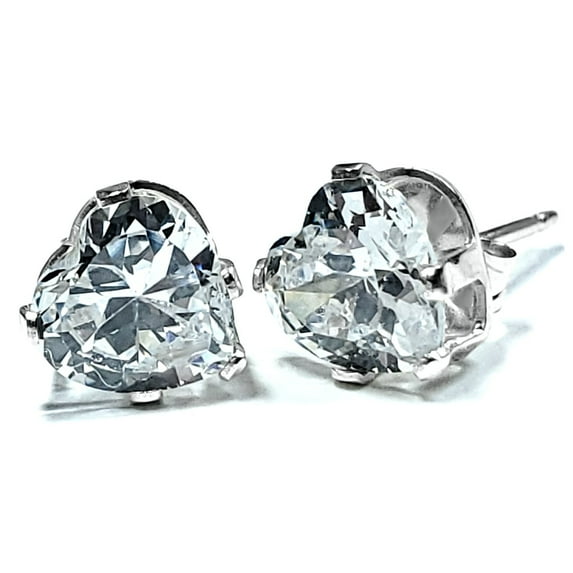 Trustmark 4mm Heart Cut Ice on Fire Ice CZ Silver Earrings