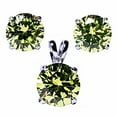 thumbnail image 1 of Trustmark Brilliant Cut Simulated Peridot Ice CZ Silver 7mm Pendant and 6mm Earring Set, 1 of 1