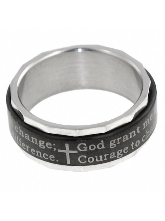 Trustmark Serenity Prayer Inscribed Stainless Steel Spinner Band Ring sz 11.0