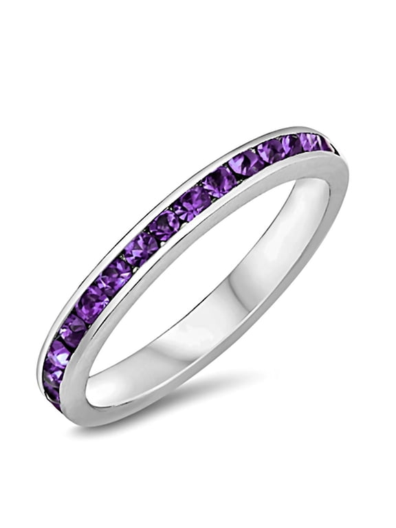 Trustmark Stackable Simulated Amethyst Eternity Band Ring, Brooklyn