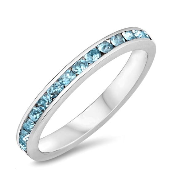 Trustmark Stackable Simulated Aquamarine Eternity Band Ring, Darian