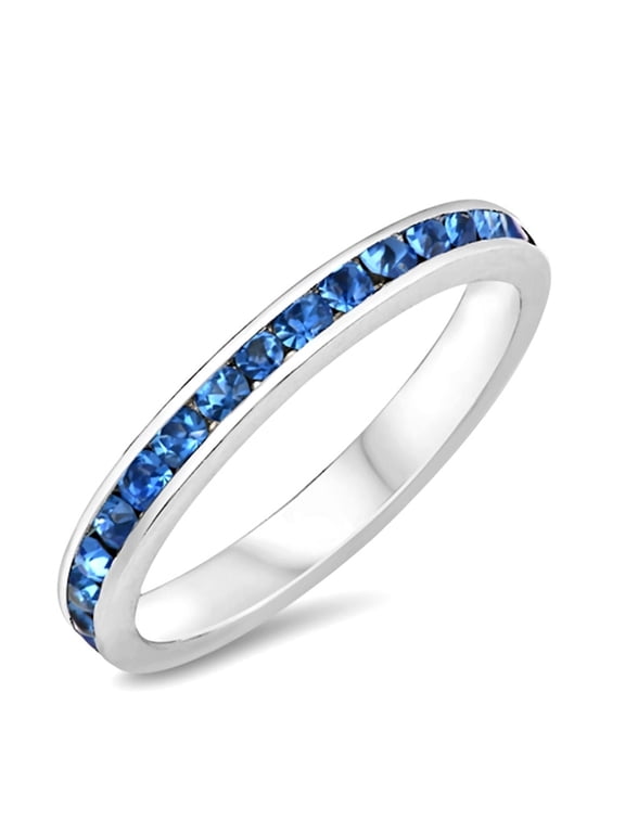 Trustmark Stackable Simulated Blue Topaz Eternity Band Ring, Tressa