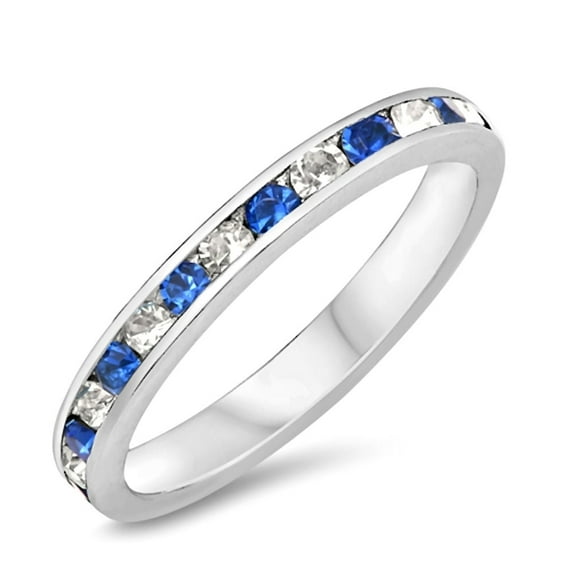 Trustmark Stackable Simulated Sapphire and IoF CZ Eternity Band Ring, Yalena