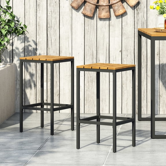 Trustworthy Wood Bar Stools, Of 2, , Black Metal Base Splendid 2 , Touch