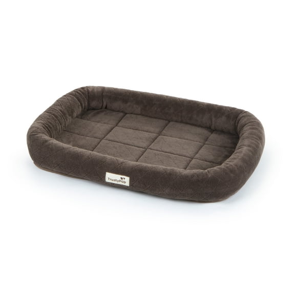 TrustyPup Medium Luxury Liner Pet Bed with Padded Perimeter, Brown