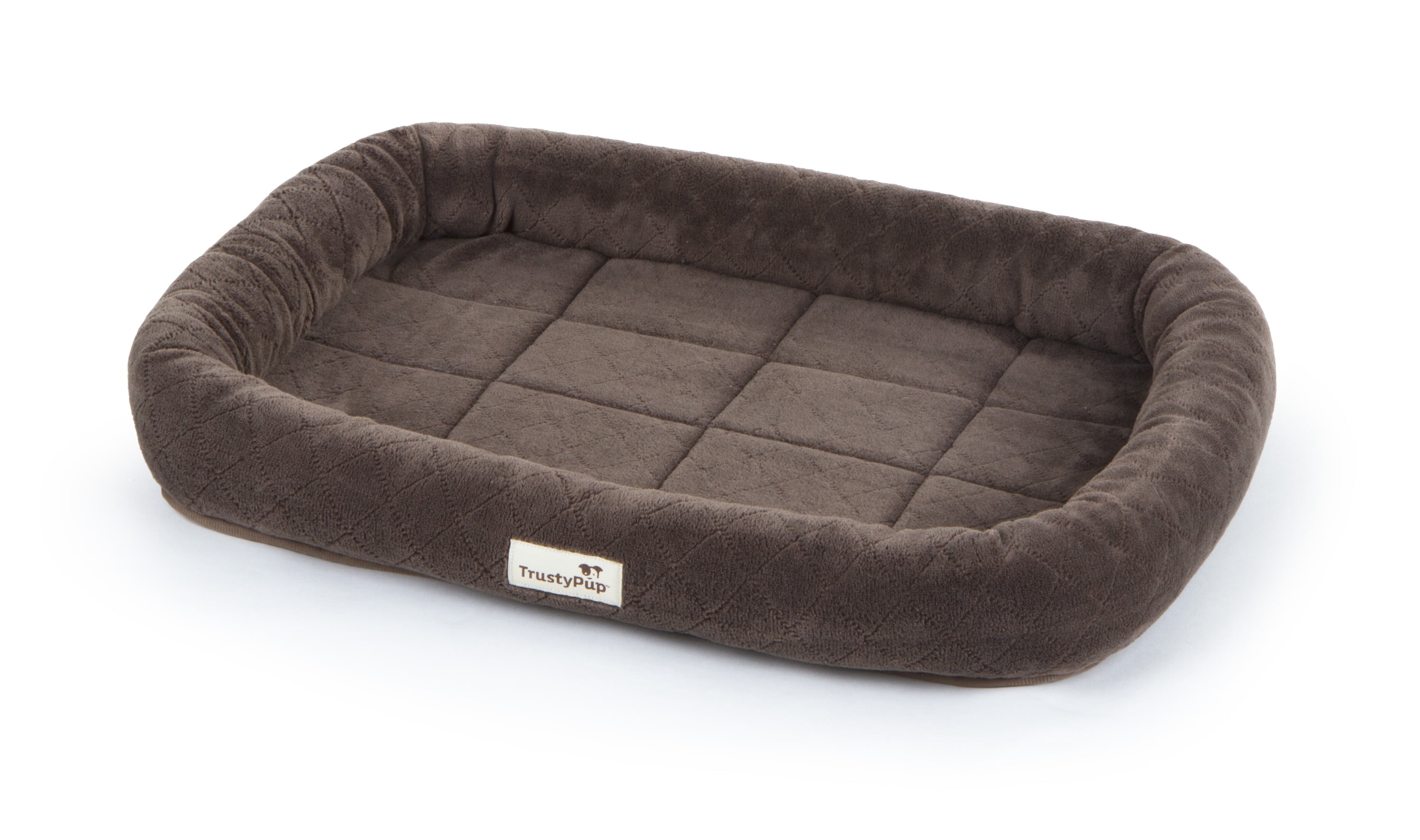 TrustyPup Medium Luxury Liner Pet Bed with Padded Perimeter, Brown