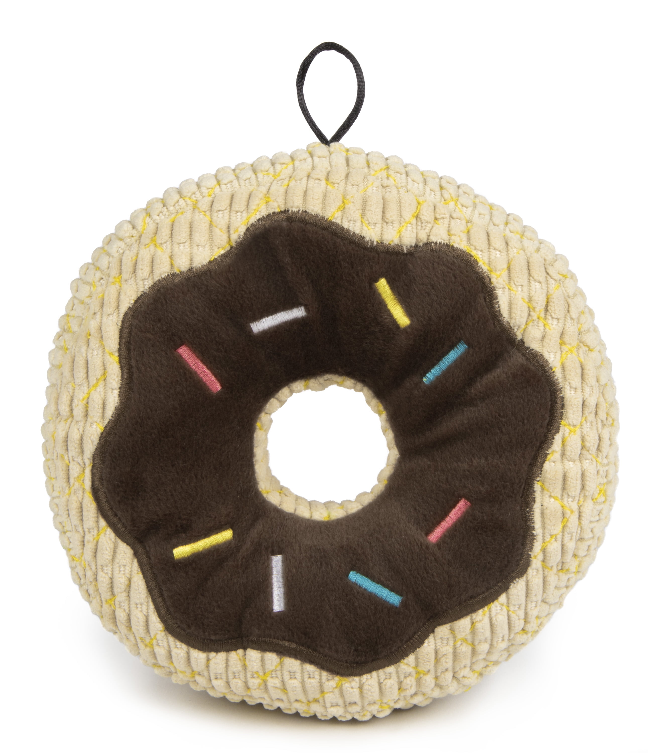 TrustyPup Tough 'N Fun Chocolate Donut Durable Plush Squeaker Dog Toy