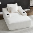 thumbnail image 1 of Trustyue 67" Oversized Chaise Lounge Sofa Bed, Corduroy Boneless Sleeper Sofa with 2 Pillows & 2 Cup Holders, Plush Cloud Couch for Living Room, No Assembly Required (White), 1 of 11