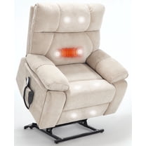 Trustyue Dual Motor Power Lift Recliner Chair for Elderly, Oversized Lay Flat Lift Chair with Heat and Massage, Living Room Chairs for Tall People, Hidden Cup Holders (Chenille, Beige)