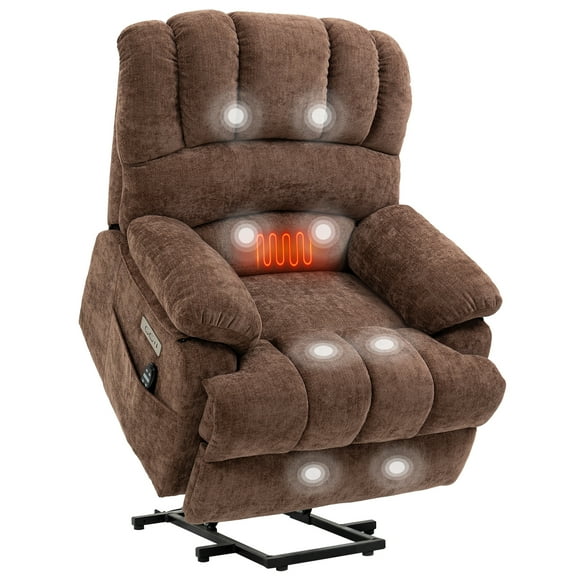 Trustyue Power Lift Recliner Chair for Elderly, Oversized 23" Wide Seat with 8-Point Massage & Heating, 350lbs Capacity Electric Recliner, USB Port (Brown)