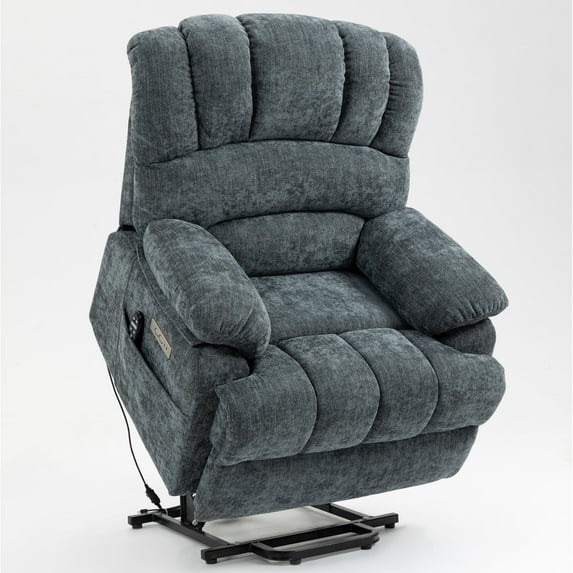 Trustyue Power Lift Recliner with Massage, Heating, USB and Type-C Ports, Chenille Blue