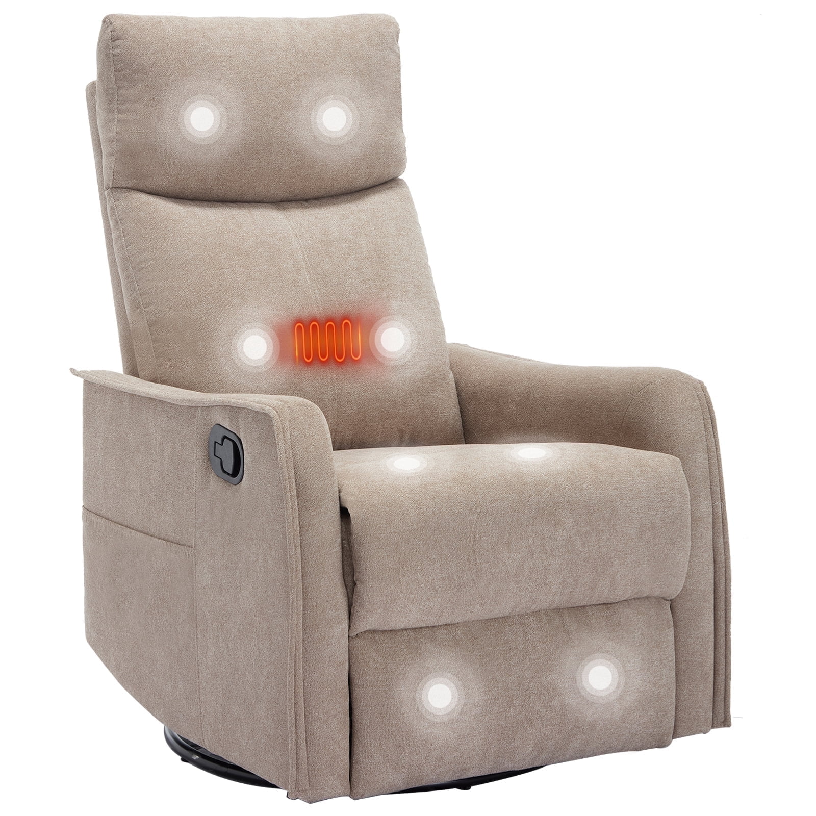 Heated Rocking Chair Trustyue Rocker Recliner Chair with Heat Massage - Manual Swivel ...