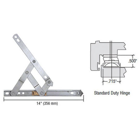 Truth EP28014 14" Standard Duty 4-Bar Stainless Steel Window Hinge