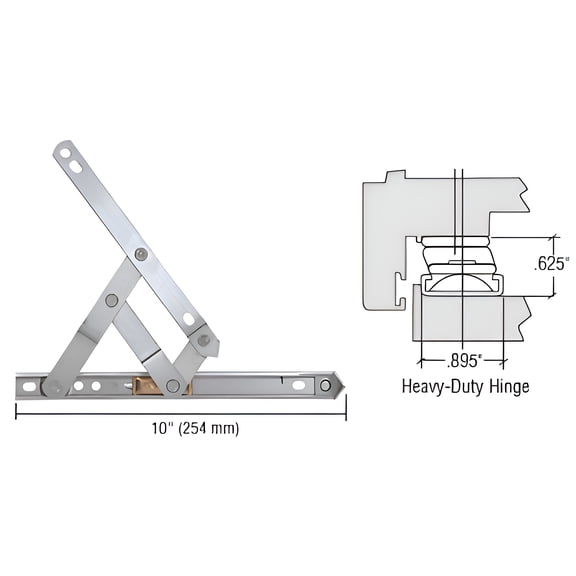 Truth EP28018 10" Heavy-Duty 4-Bar Stainless Steel Window Hinge