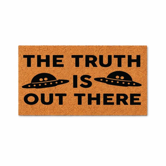 Truth Is Out There Doormat, UFO Alien Flying Saucer Welcome Mat, Funny Entryway Rug, Sci Fi Home Decor, Housewarming Gift 3489 (16x24 inches) 3489