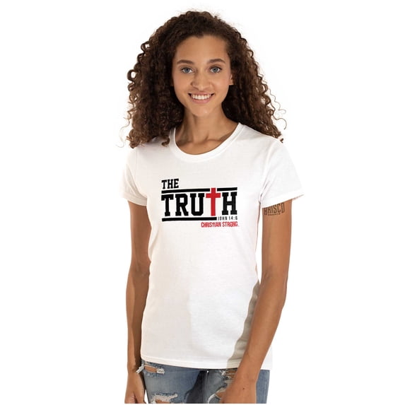 Truth John 14:6 Christian Verse Womens Slim Fit Graphic Tee Brisco Brands X