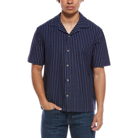 Truth mens  Jacquard Knit Seersucker Camp Shirt, s, Blue