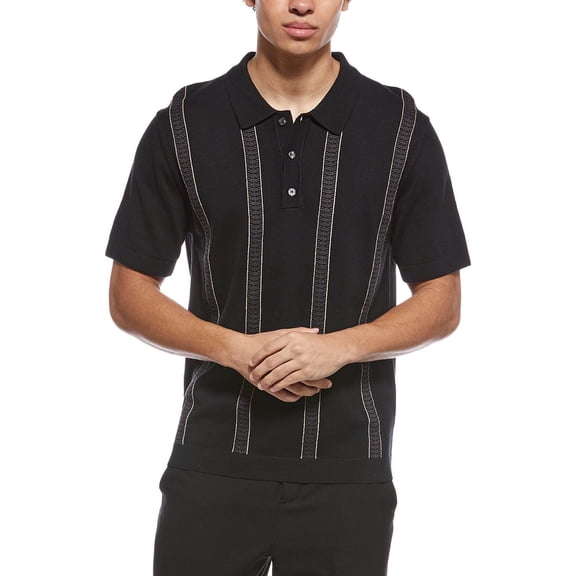 Truth mens  Striped Polo Sweater, s, Black