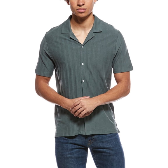 Truth mens Textured Cuban Shirt, m, Green