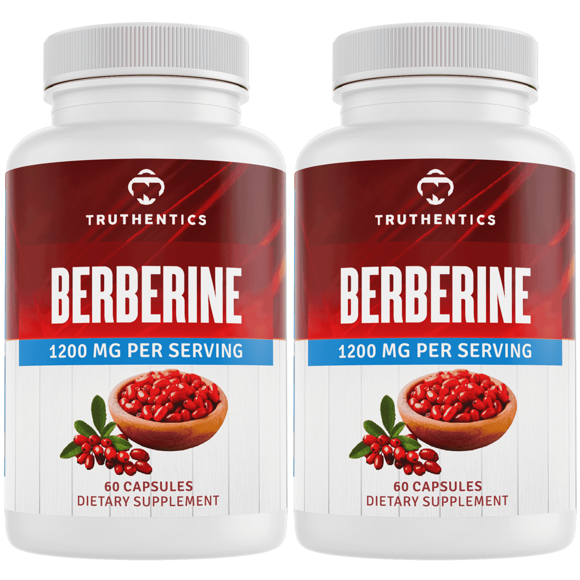 Truthentics Berberine HCL Supplement, 1200mg, Blood Sugar Support, 120 Capsules, 2 Pack