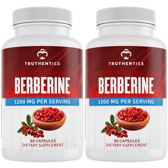 Truthentics Berberine HCL Supplement, 1200mg, Blood Sugar Support, 120 Capsules, 2 Pack