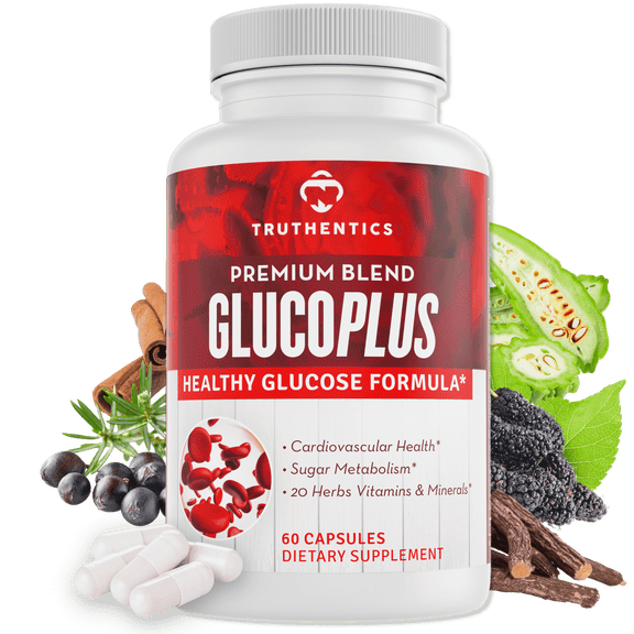Glucose Support Supplement Cinnamon, Chromium & Vanadium for Healthy Glucose Metabolism | Truthentics GlucoPlus 60 Capsules
